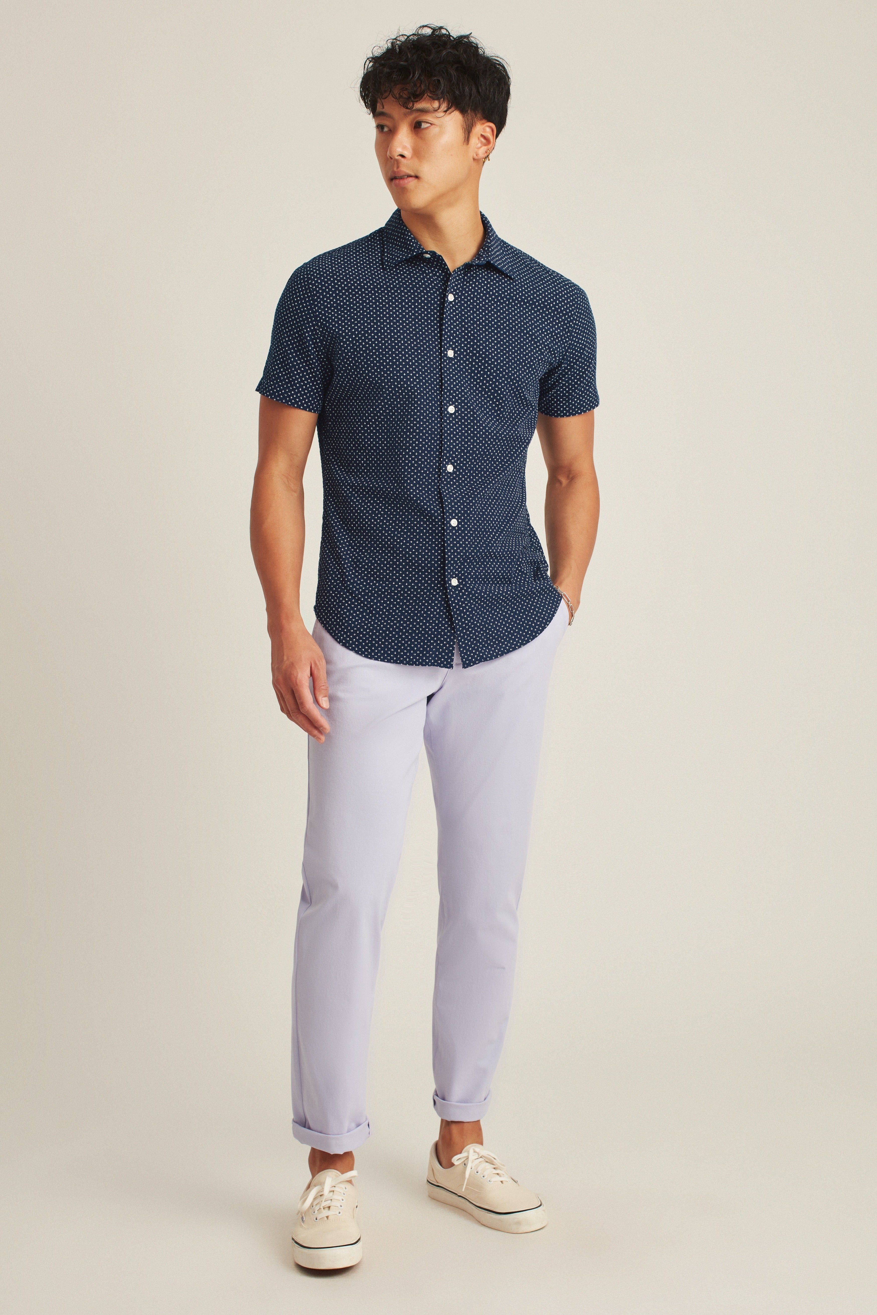 Wholesale,Bonobos, Bonobos Navy Geo Print Stretch Slim Short Sleeve Shirt, Blue, Extra Extra Large-51-TagXXL