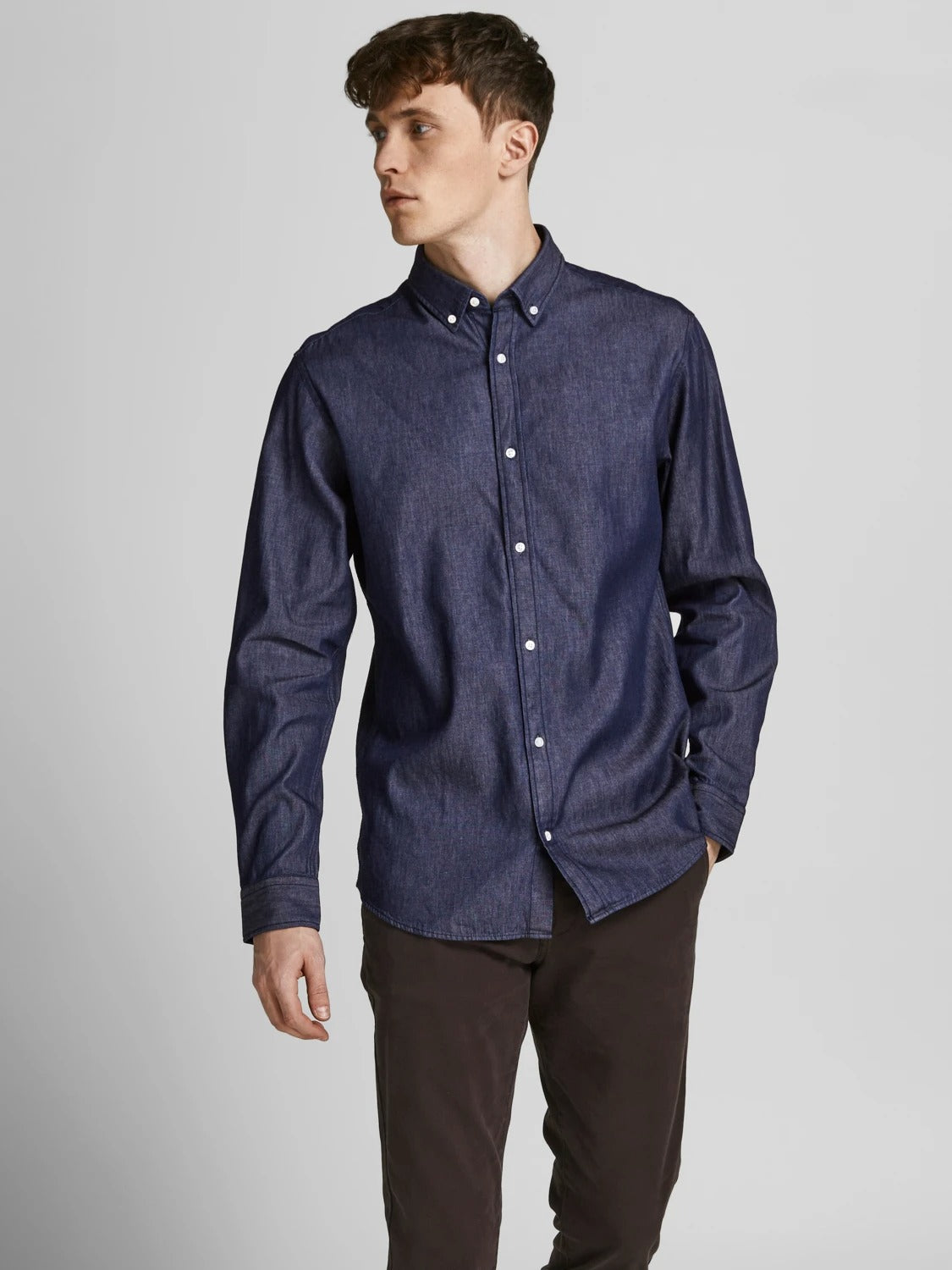 Wholesale,Jack & Jones, Jack & Jones Dark Blue Slim Denim Shirt, Blue, Large-46-TagXL