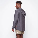 Public Beach Charcoal Linen Blend Long Sleeve Shirt with Hood