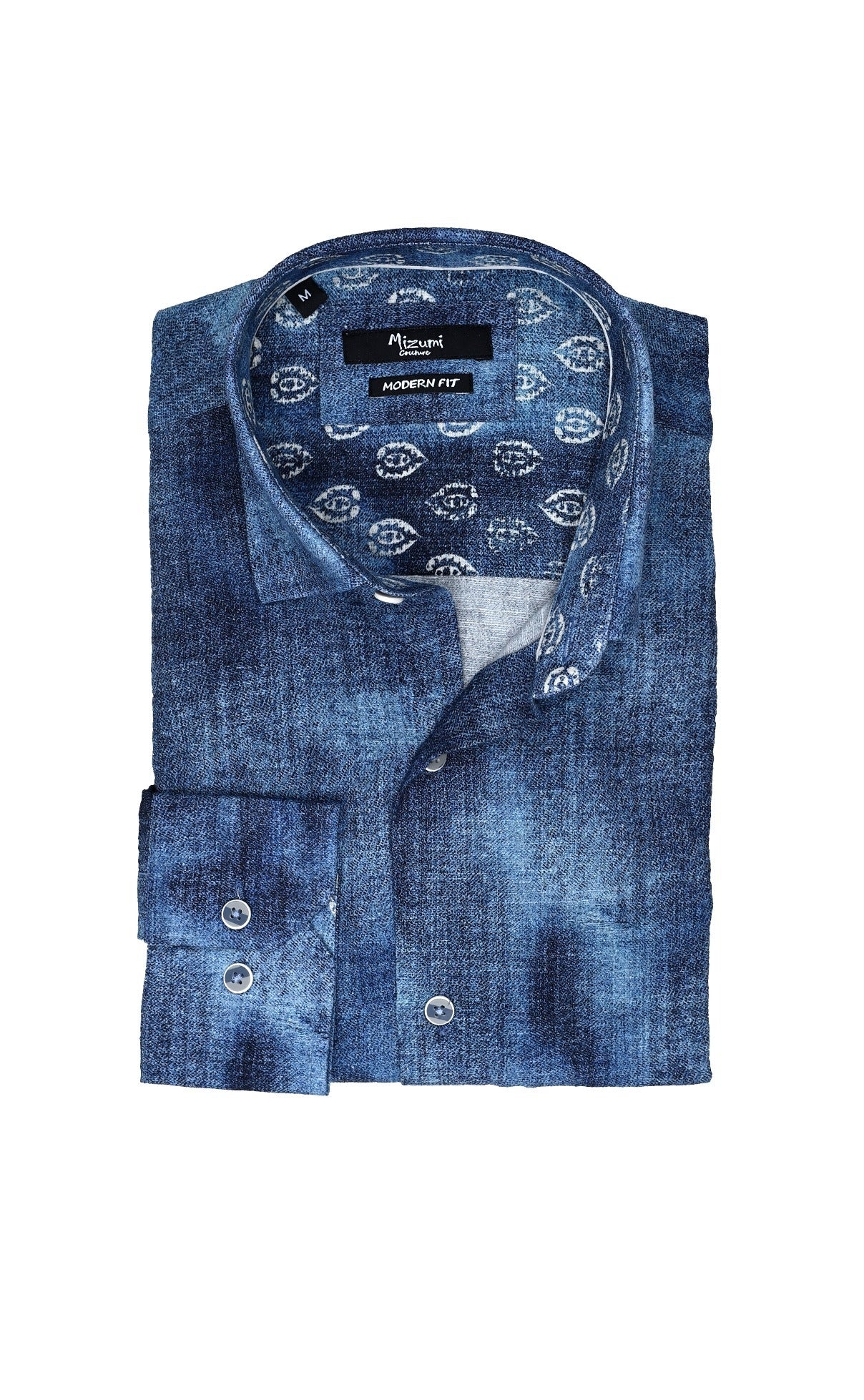 Wholesale,Mizumi, Mizumi Chambray Long Sleeve Button Up Shirt, Blue, Extra Large-48-TagXL
