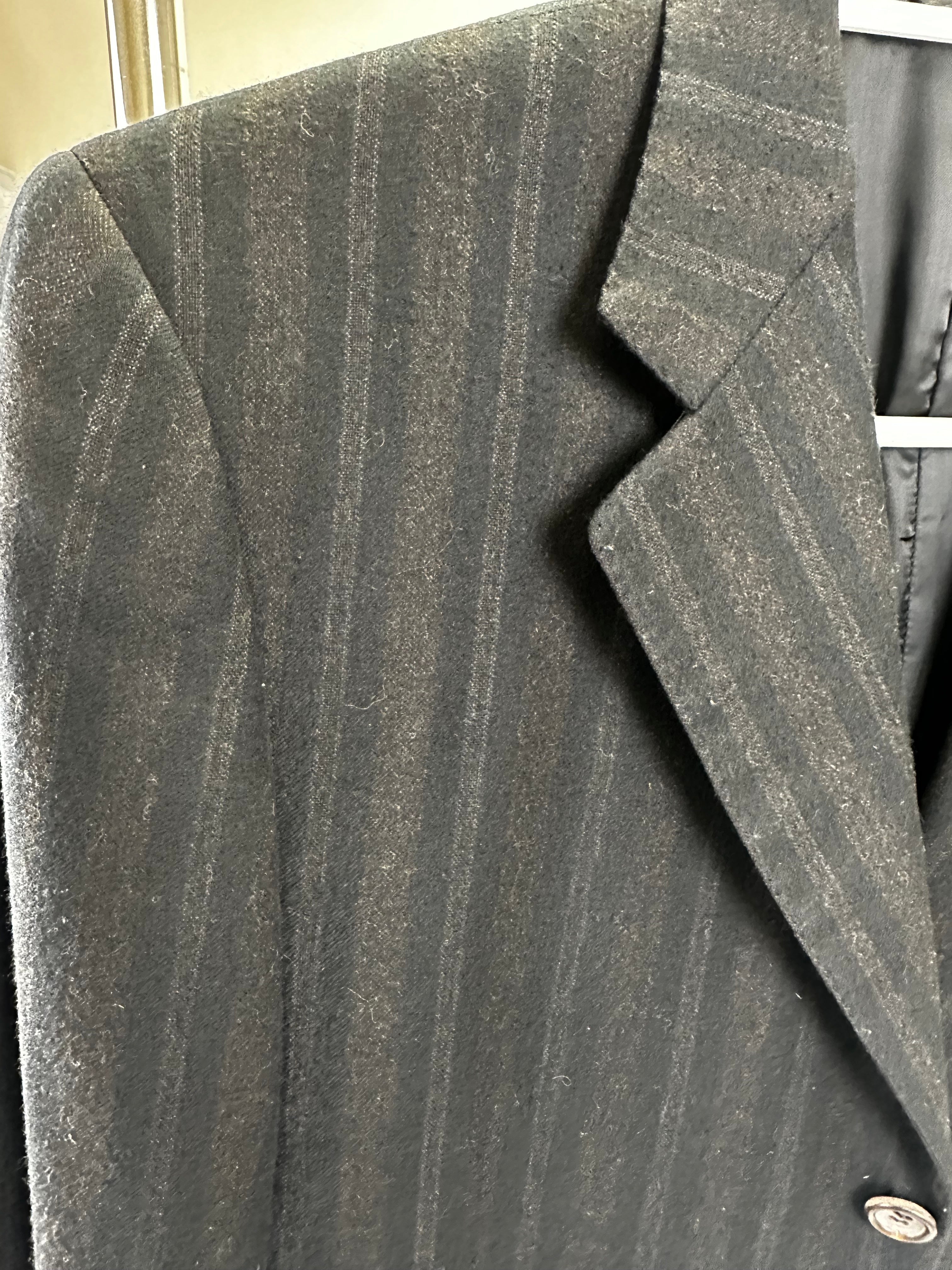 RealReal,Canali, Canali Black with Tonal Brown Stripes 3 Button Blazer, Black, Small-42-Tag48