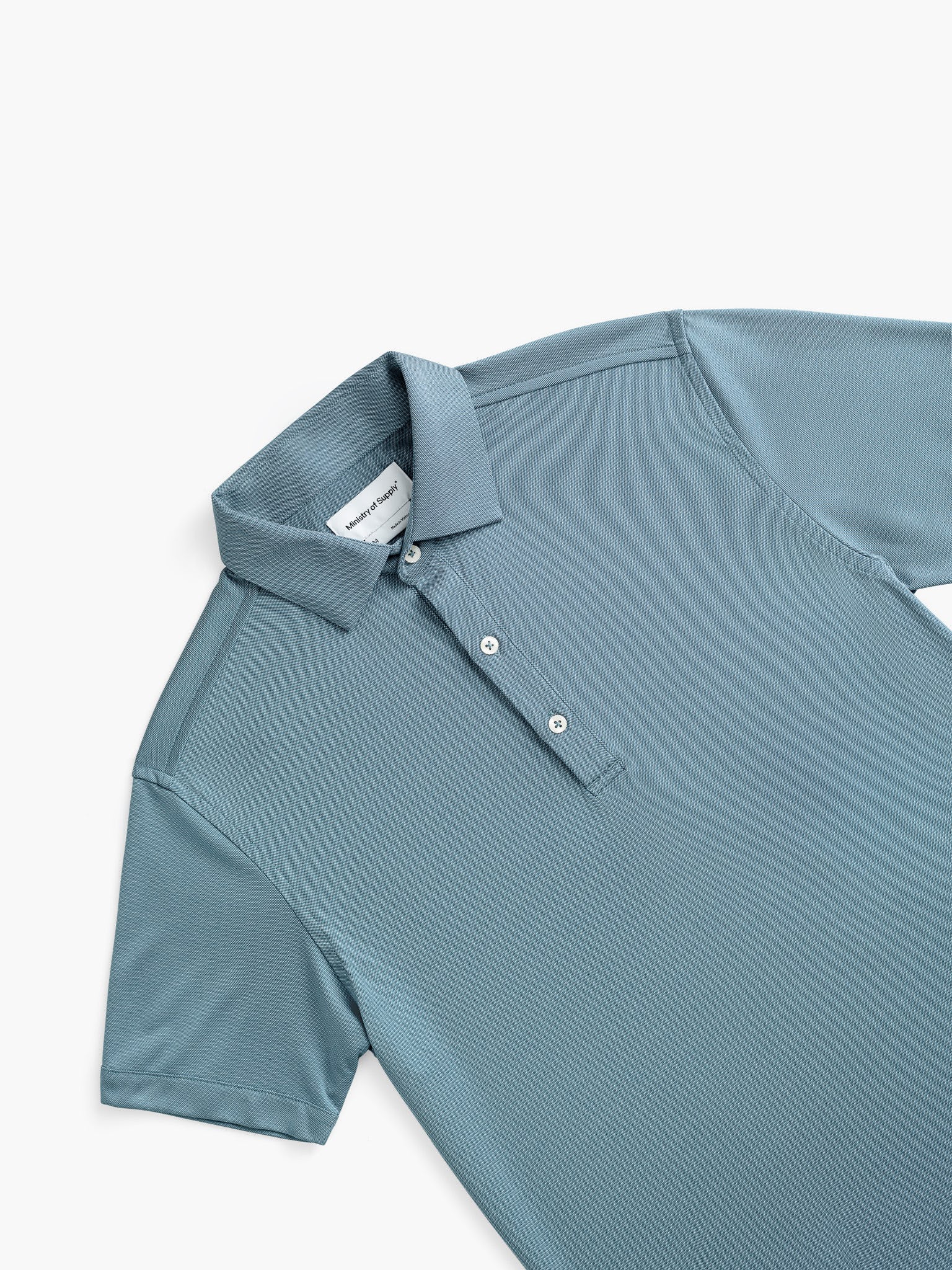 Wholesale,Ministry of Supply, Ministry of Supply Grey Blue Short Sleeve Polo, Blue, Extra Large-46-TagXL