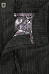 Jakamen Black Pinstripe Drawstring Flannel Pant