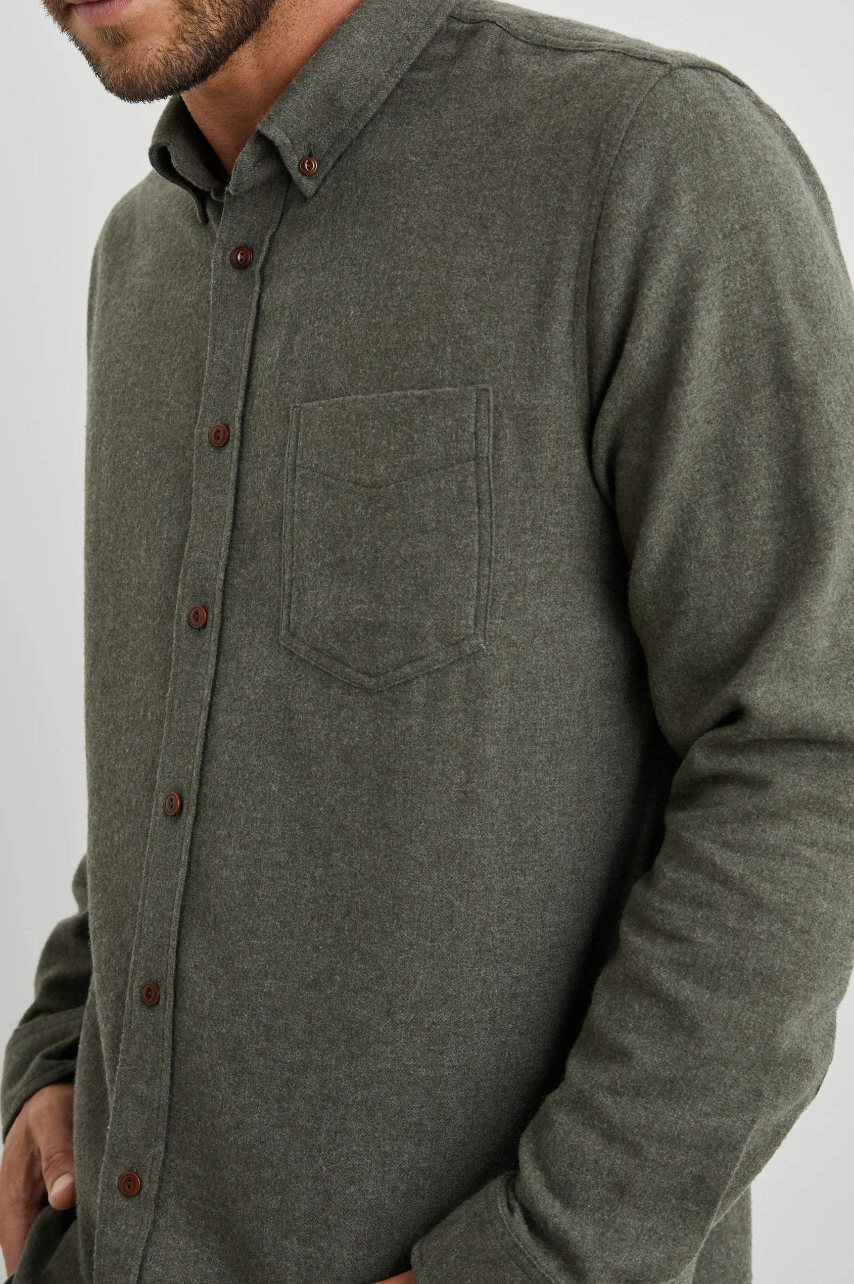 Wholesale,Rails, Rails Olive Solid Flannel Shirt, Green, Medium-45-TagM