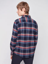 Projek Raw Slate Blue Brushed Flannel Plaid Long Sleeve Plaid Shirt