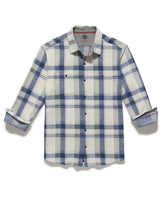 Flag & Anthem Blue/Cream Plaid Knit Performance Flannel Shirt