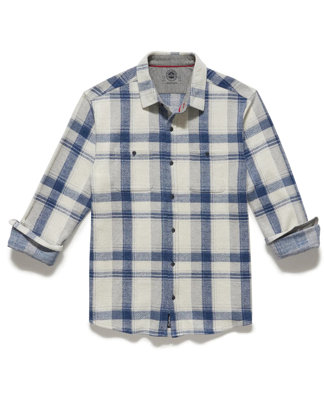 Wholesale,Flag & Anthem, Flag & Anthem Blue/Cream Plaid Knit Performance Flannel Shirt, Blue, Medium-42-TagM