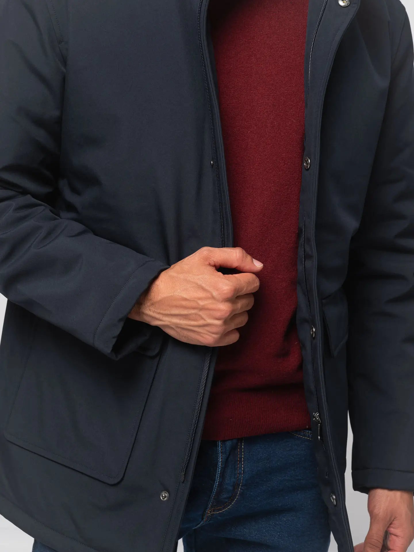 Faire,SMF, SMF Navy Heavyweight Mock Collar Full Zip Jacket, Blue, Extra Large-48-TagXL