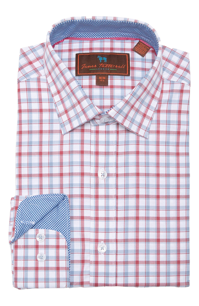 JAMES TATTERSALL Slim Fit Red Plaid Button-up Shirt