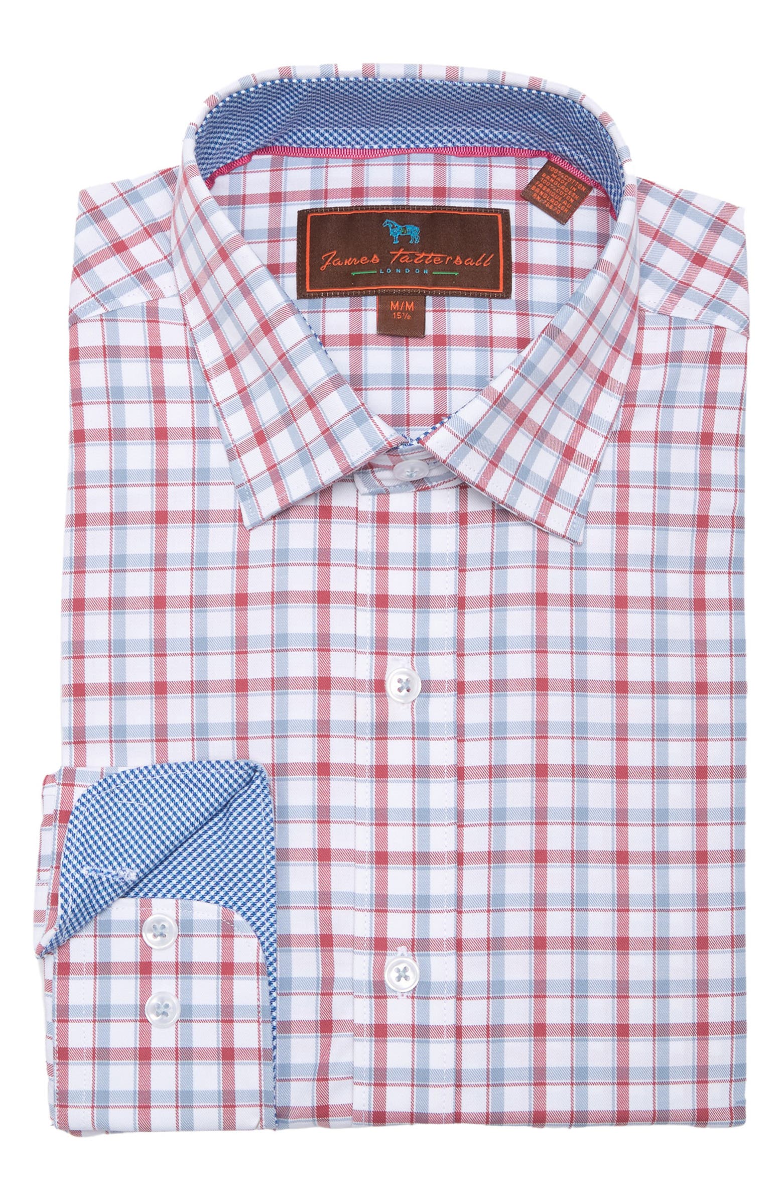 Nordstrom Rack,James Tattersall, JAMES TATTERSALL Slim Fit Red Plaid Button-up Shirt, Red, Medium-44-TagM