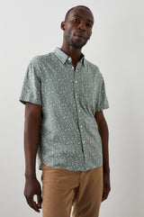 Rails Olive Acorn Floral Print Short Sleeve Button Up Shirt