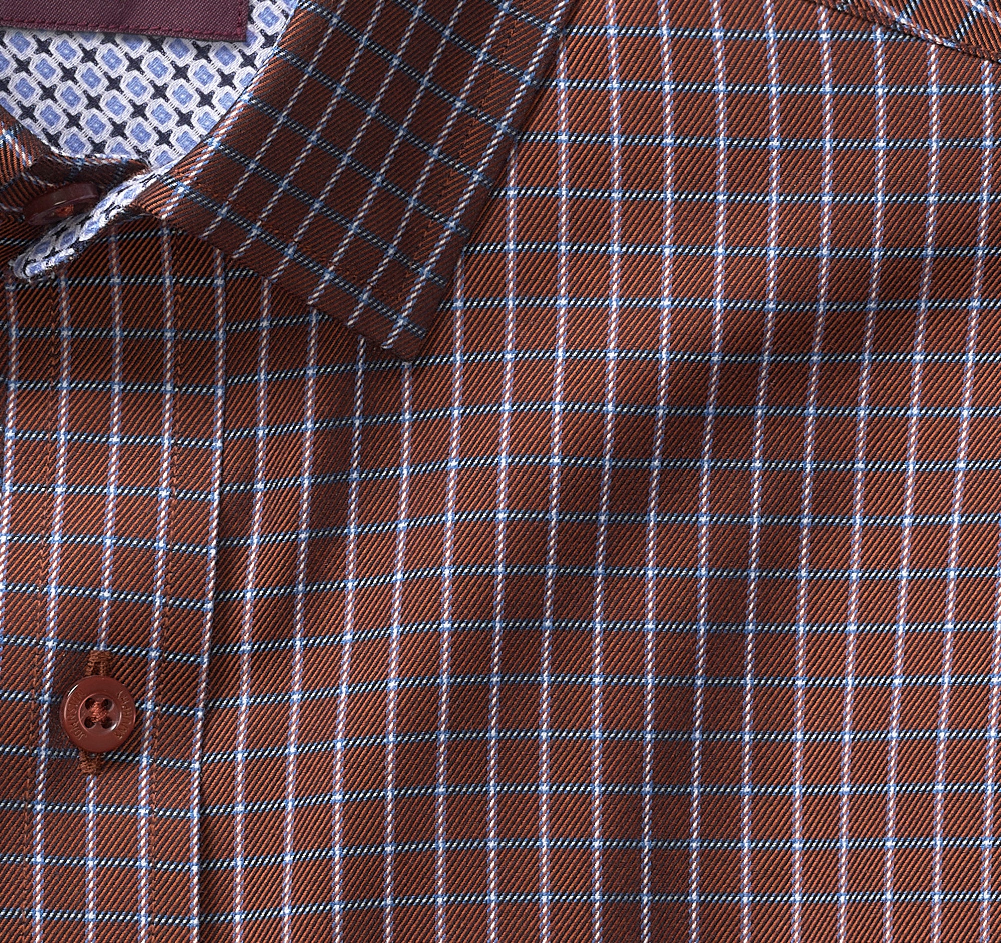Wholesale,Johnston & Murphy, Johnston & Murphy Rust Plaid Woven Shirt, Red, Medium-43-TagM