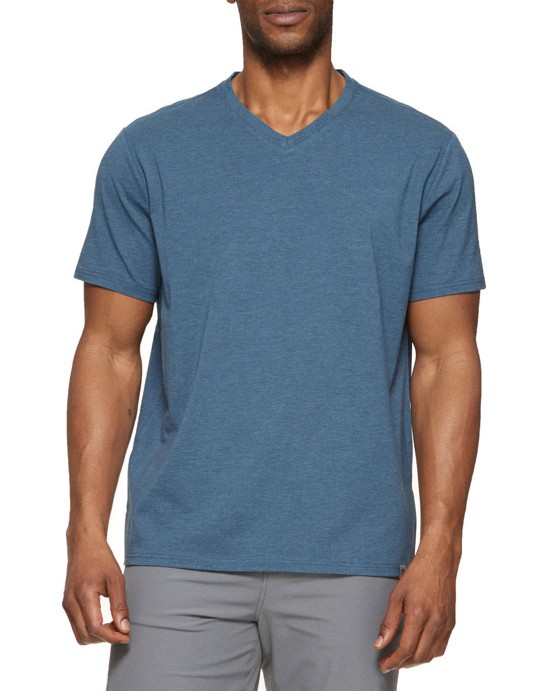 Wholesale,Flag & Anthem, Flag & Anthem Navy Heather Stretch Comfort V Neck Tee, Blue, Extra Large-48-TagXL
