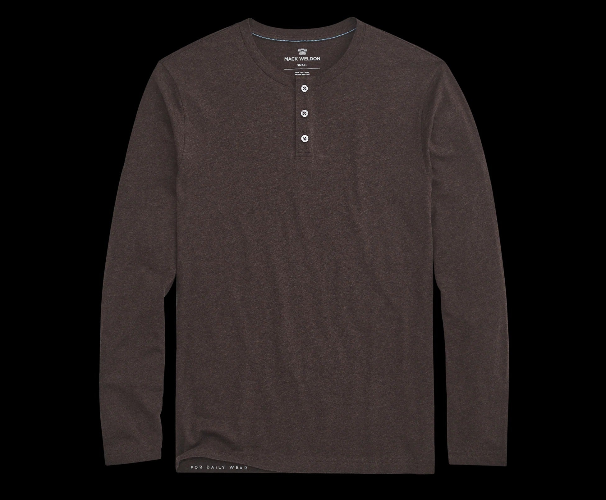 Wholesale,Mack Weldon, Mack Weldon Mocha Heather Pima Long Sleeve Henley, Brown, Small-38-TagS