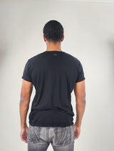 Reese De Luca Black Short Sleeve T-Shirt with Rib Contrast