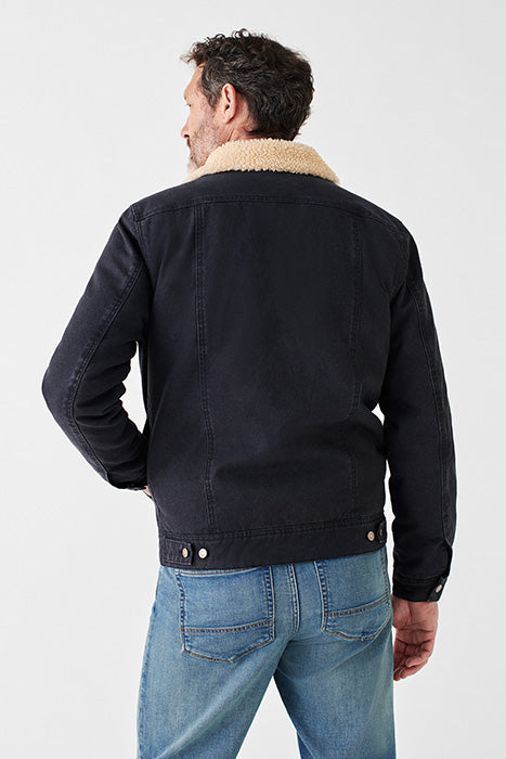 Faherty Black Fleece Lined Jean Jacket
