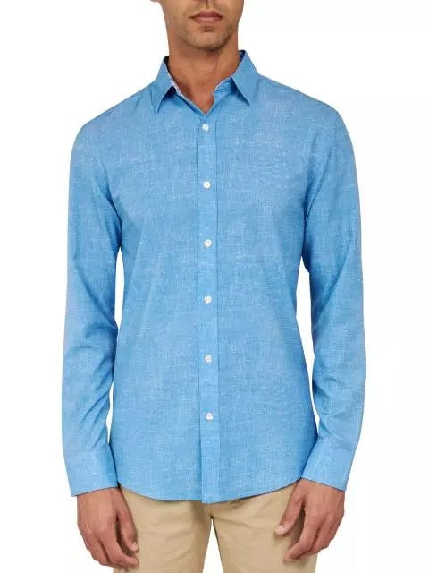 W.R.K Blue Texture 4-Way Stretch Long Sleeve Shirt