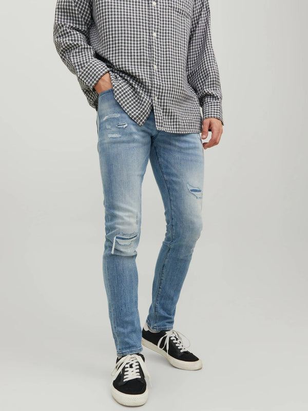 Jack & Jones Blue Slim Ripped Denim