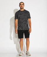 Civil Society Heather Black Printed Jersey Henley Short Sleeve T- Shirt