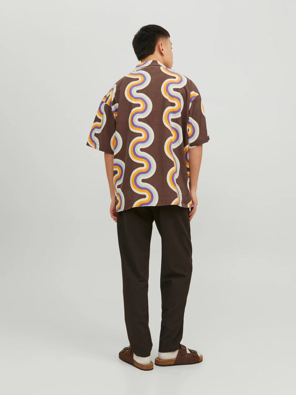 Jack & Jones Brown Multi Print Short Sleeve Shirt