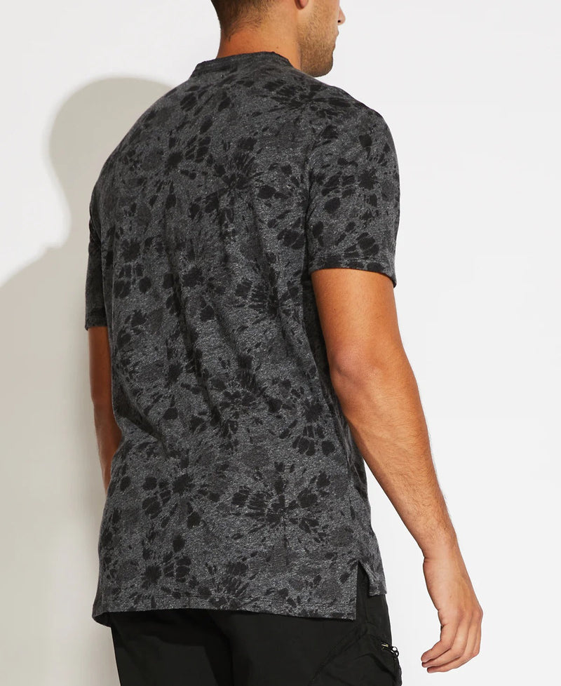 Civil Society Heather Black Printed Jersey Henley Short Sleeve T- Shirt