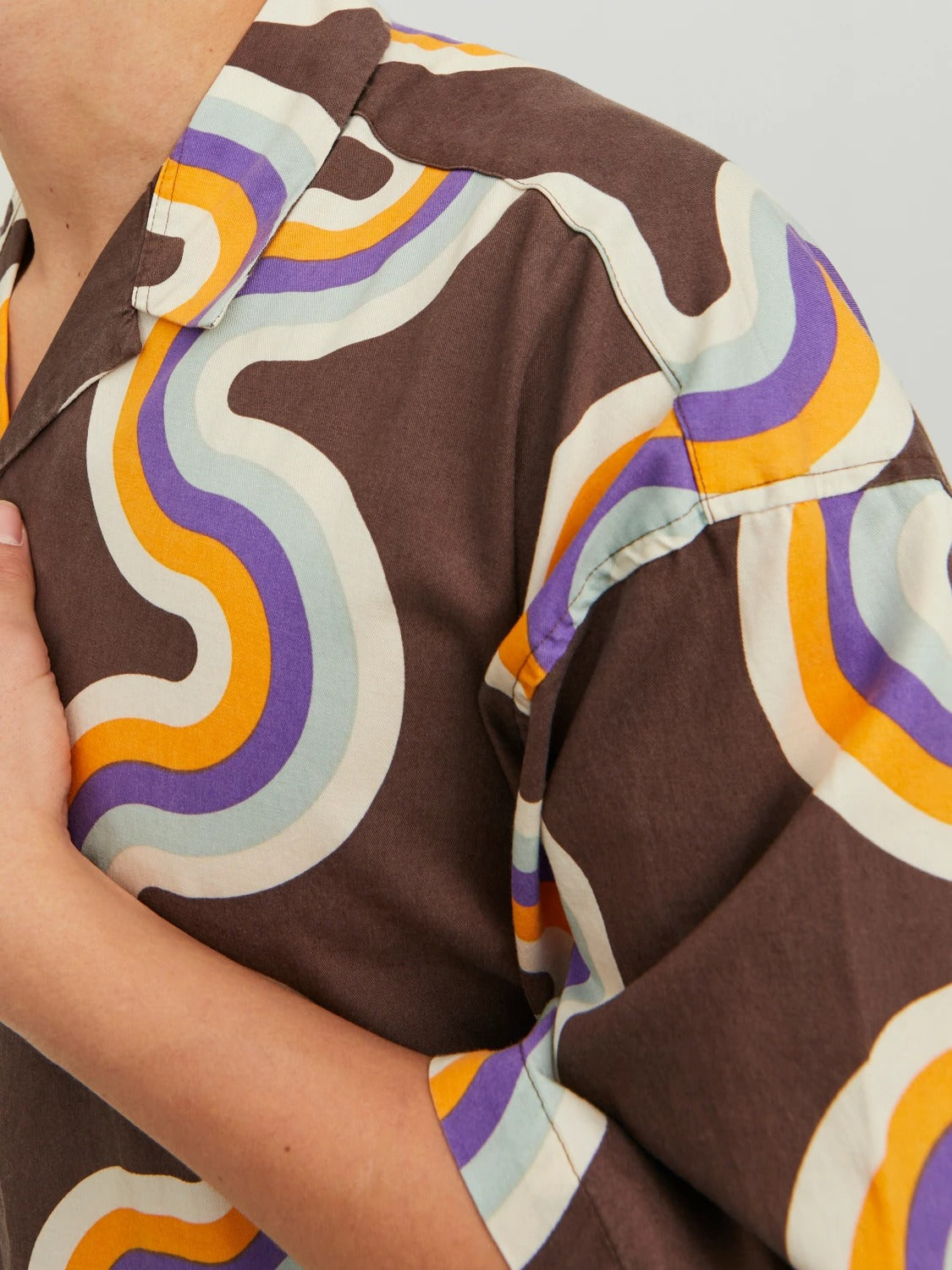 Wholesale,Jack & Jones, Jack & Jones Brown Multi Print Short Sleeve Shirt, Brown, Extra Extra Large-55-TagXXLLarge-49-TagLExtra Large-52-TagXLMedium-47-TagMSmall-45-TagS