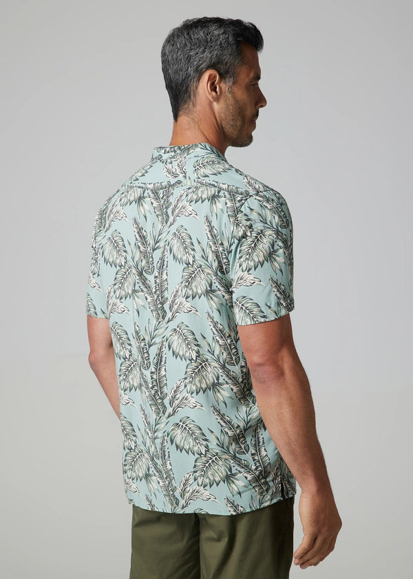 Julian & Mark Green Palm Print Short Sleeve Button Up Shirt