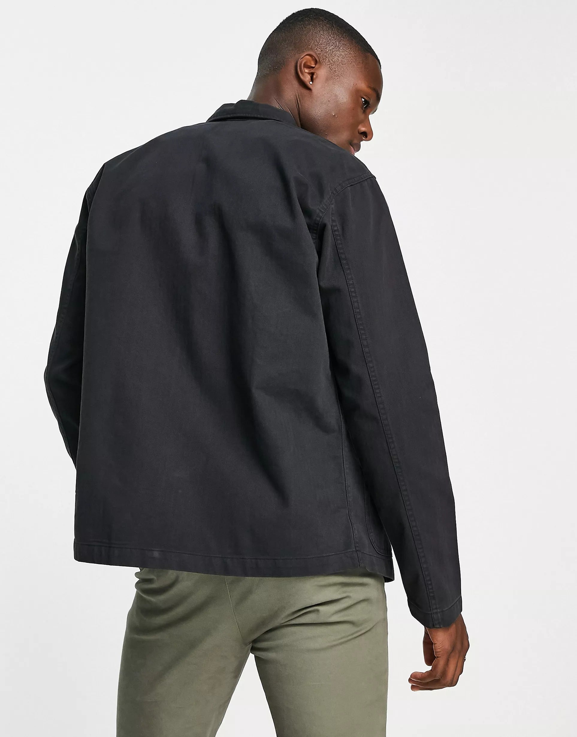 Wholesale,Selected Homme, Selected Homme Black Relaxed Fit Herringbone Twill Shacket, Black, Extra Extra Large-51-TagXXLExtra Large-49-TagXLLarge-46-TagL