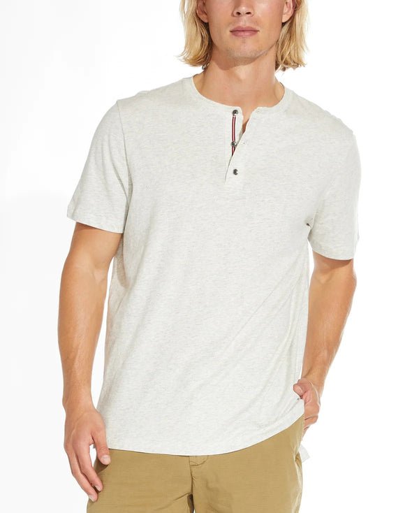 Civil Society Heather Light Grey Henley Short Sleeve T- Shirt