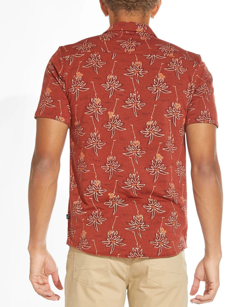 Civil Society Heather Rust Knit Coconut Print Short Sleeve Shirt