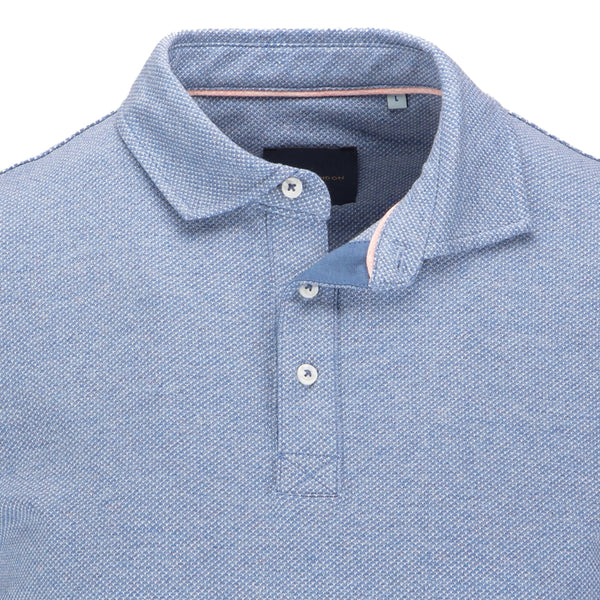 Guide London Blue Jacquard Short Sleeve Polo
