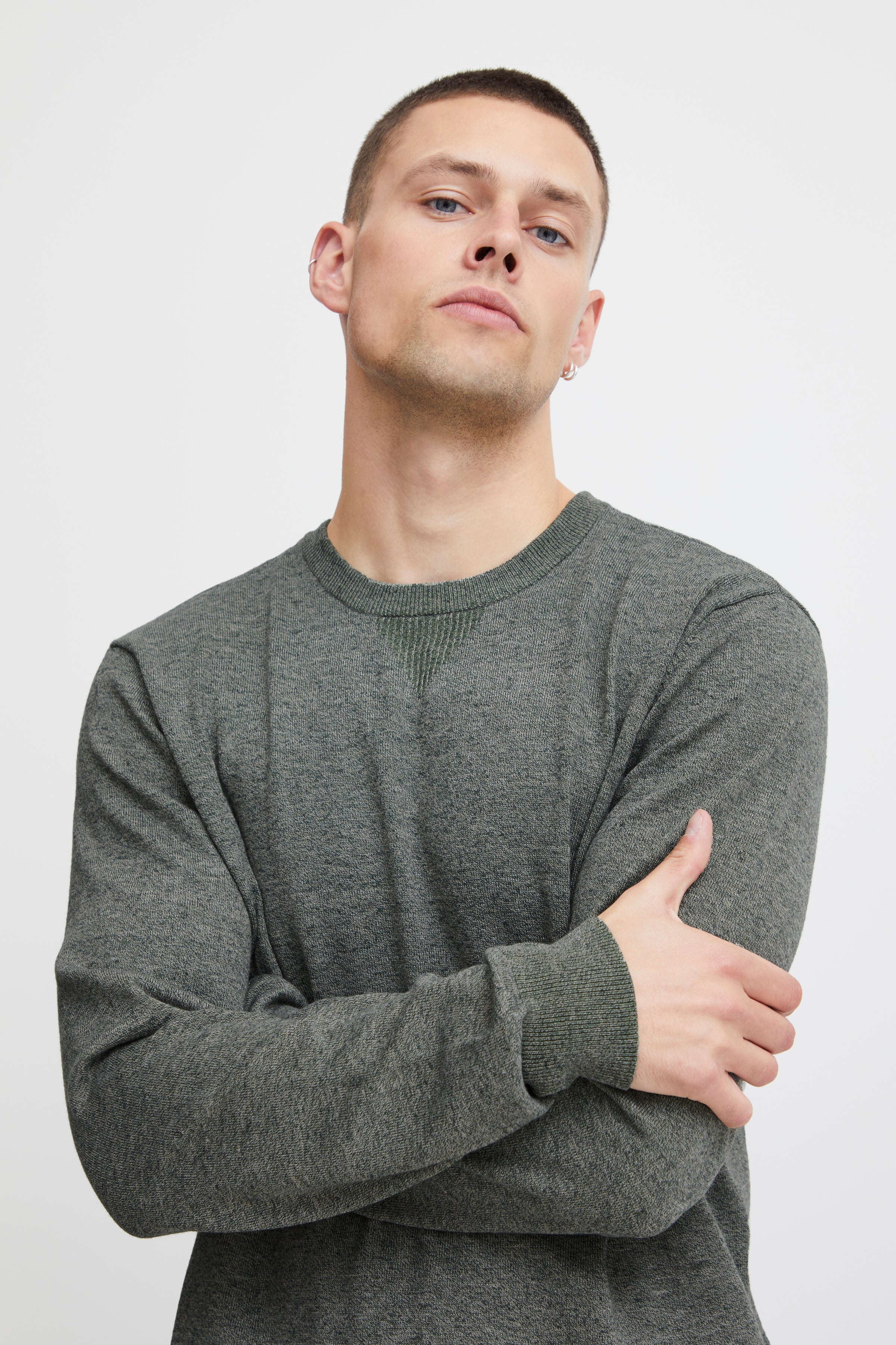 Other,Blend, Blend Dark Green Knit Relaxed Crewneck Sweater, Green, Large-44-TagL