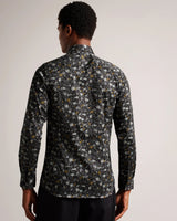 Ted Baker Grey/Black Floral Print Torted Woven Shirt