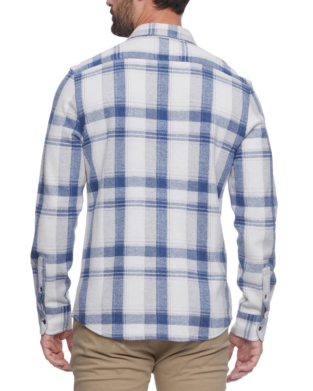 Wholesale,Flag & Anthem, Flag & Anthem Blue/Cream Plaid Knit Performance Flannel Shirt, Blue, Small-39-TagS
