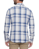 Flag & Anthem Blue/Cream Plaid Knit Performance Flannel Shirt