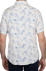 Slate & Stone White Tropical Print Short Sleeve Button Up Shirt