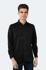 Luchiano Visconti Black Tonal Skull Print Long Sleeve Shirt