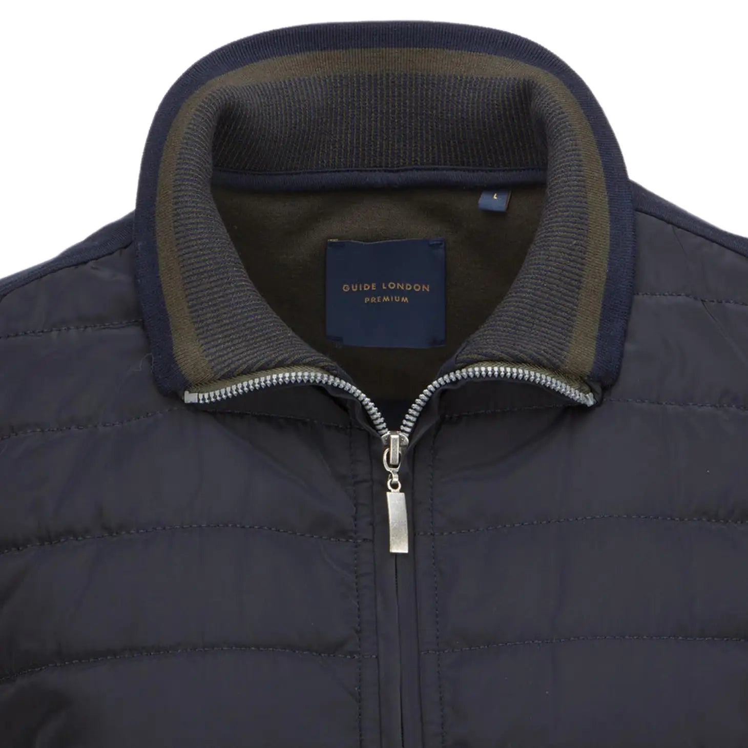 Faire,Guide London, Guide London Navy Zip Up Sleeveless Quilted Puffer Vest, Blue, Large-45-TagXL