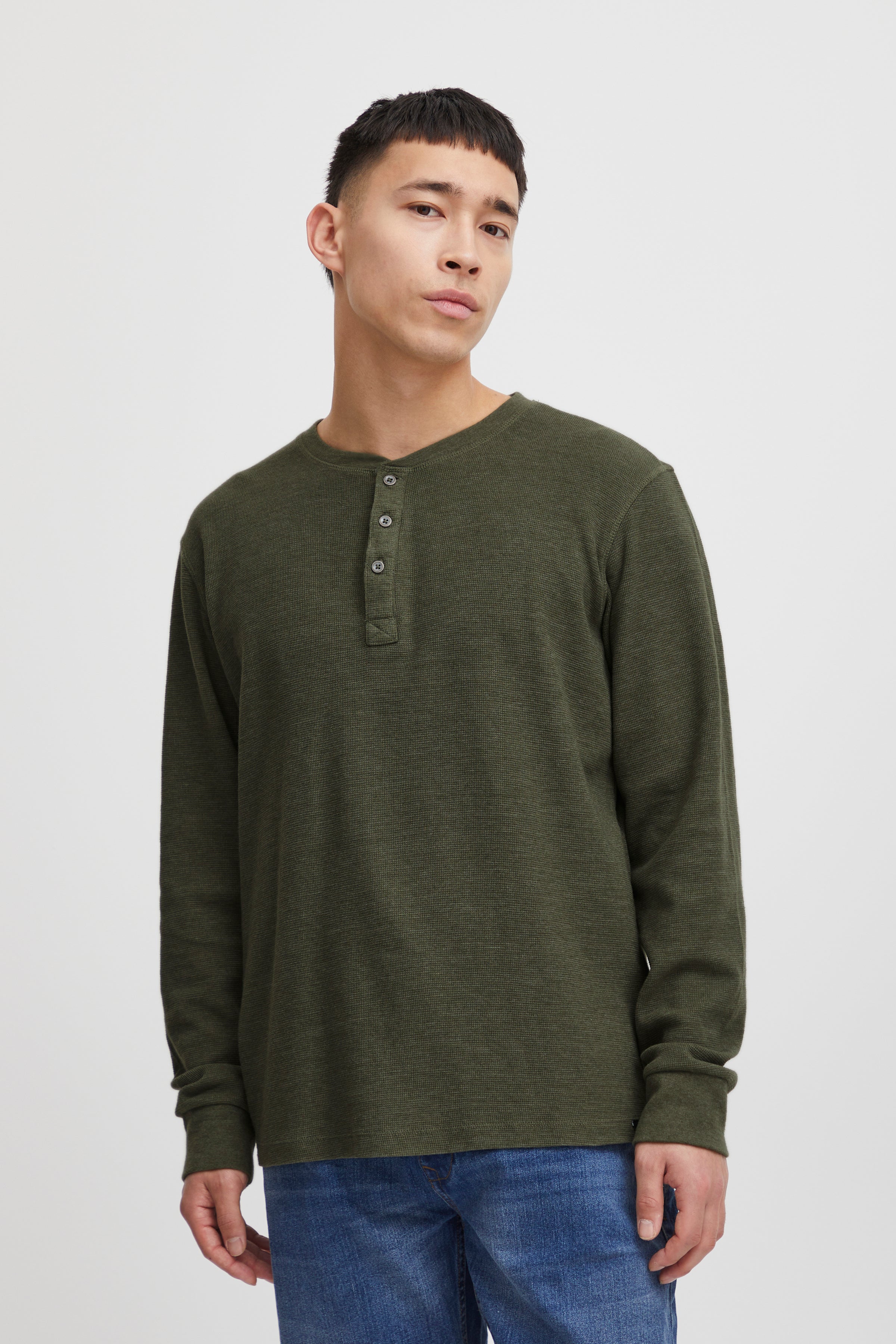 Other,Blend, Blend Dusty Olive Long Sleeve Henley, Green, Medium-42-TagM