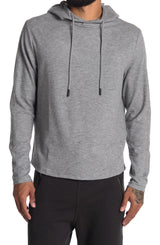 PTO Grey Heather Brushed Flannel Hoodie With Curved Hem