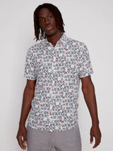 Projek Raw Grey/White Floral Linen Blend Short Sleeve Shirt