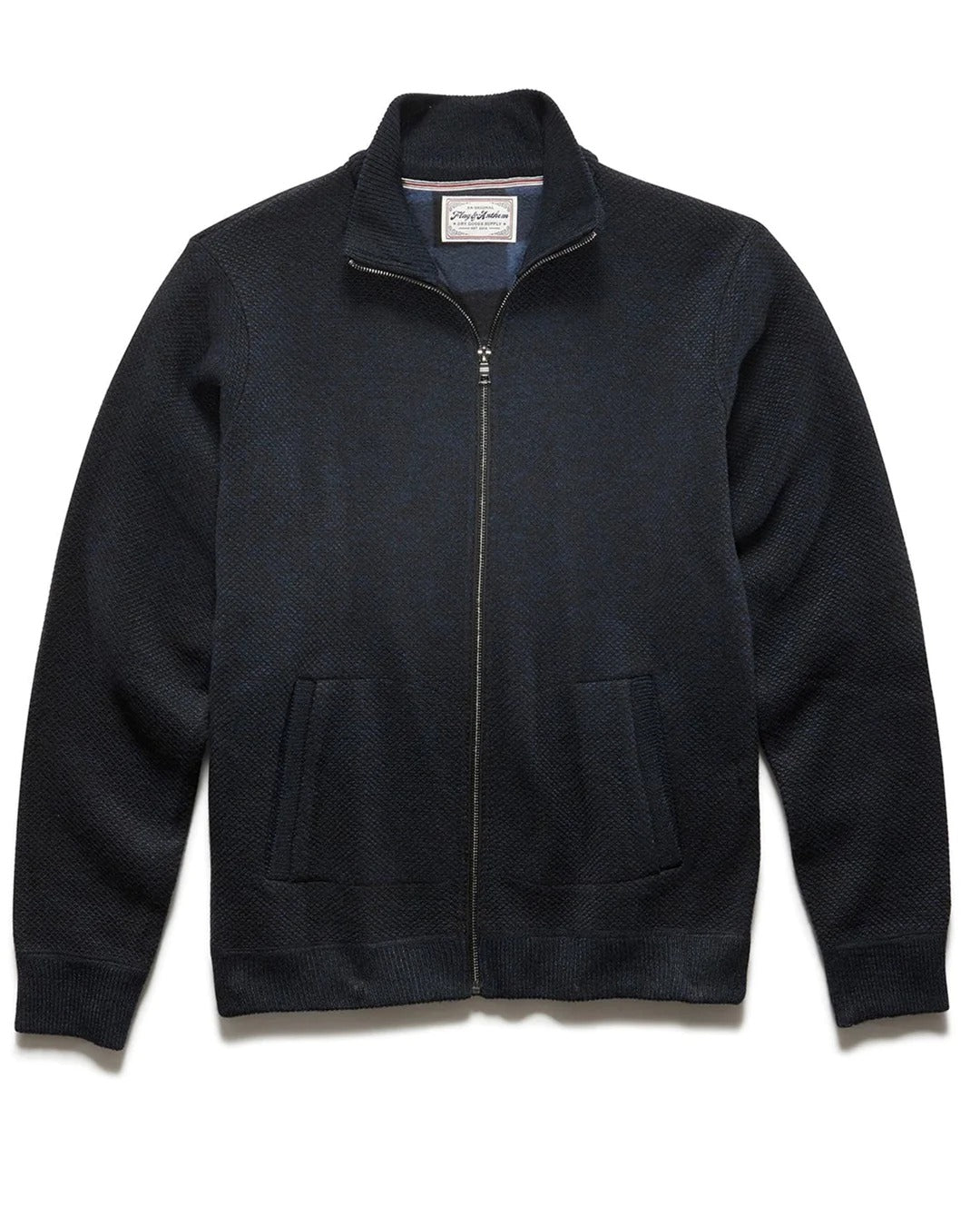 Wholesale,Flag & Anthem, Flag and Anthem Marled Navy/Black Full-Zip Fleece Lined Rhineland Sweater, Blue, Small-42-TagS