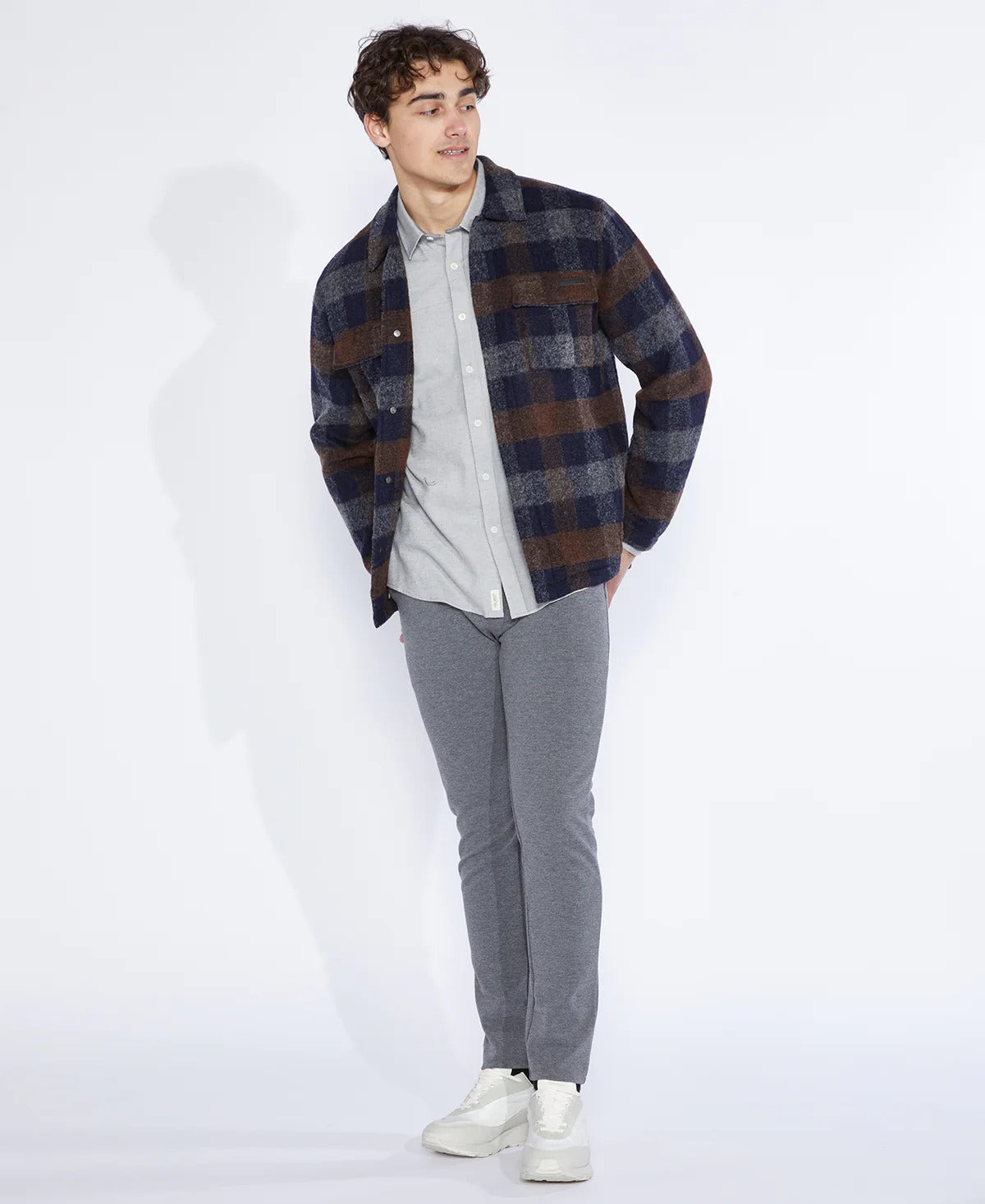 Wholesale,Civil Society, Civil Society Navy/Brown Plaid Levi Shacket, Blue, Small-42-TagSMedium-45-TagMLarge-47-TagLExtra Large-49-TagXLExtra Extra Large-51-TagXXL