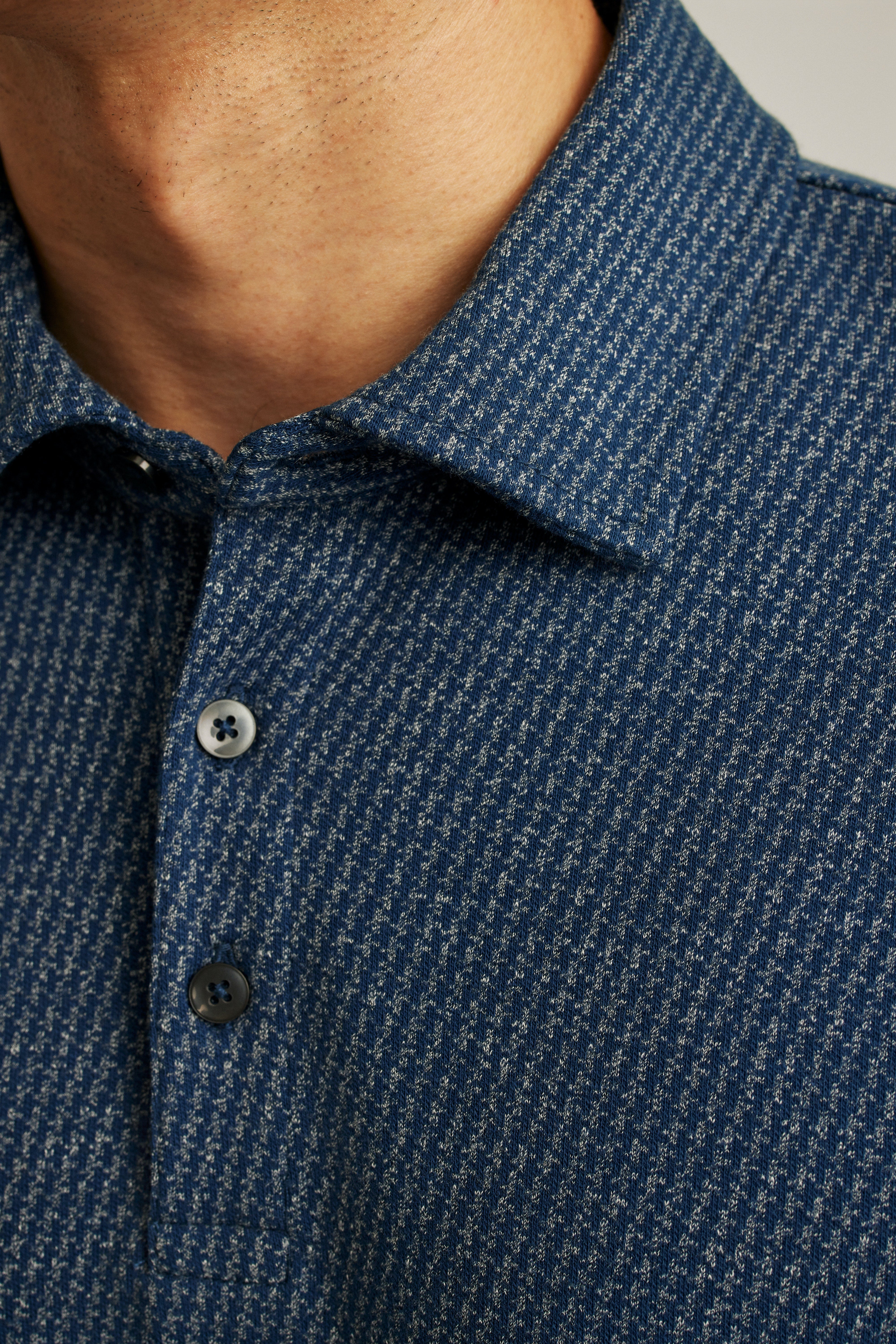 Wholesale,Bonobos, Bonobos Navy Puppytooth Luxe Long Sleeve Polo, Blue, Medium-41-TagM
