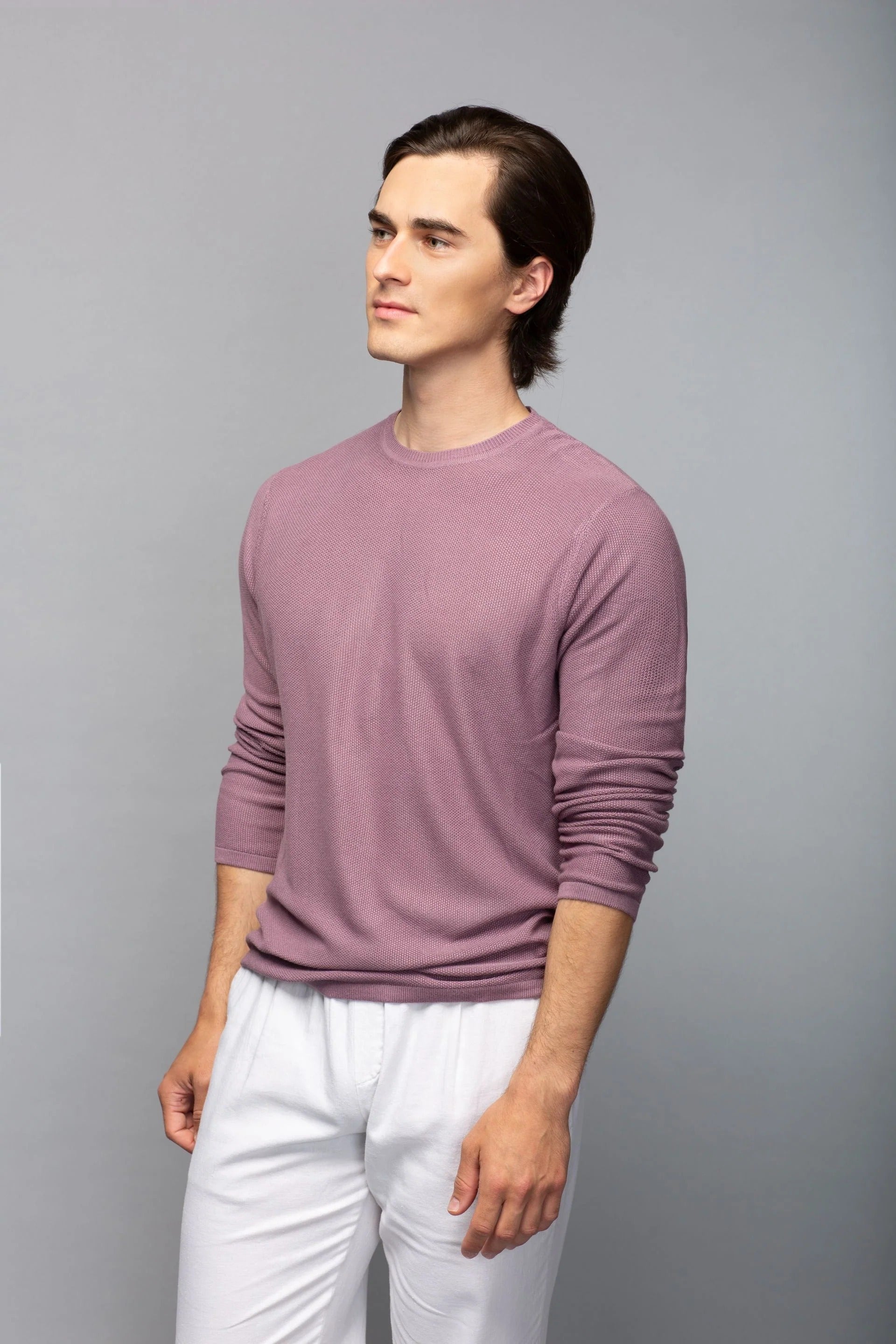 Brand Partner,Stitch Note, Stitch Note Mauve 100% Bamboo Crewneck Knit Sweater, Purple, Large-44-TagL