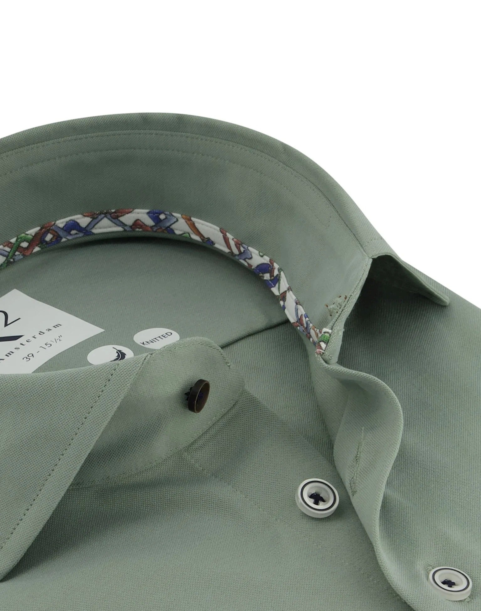 Brand Partner,R2 Amsterdam, R2 Amsterdam Pastel Green Knitted Long Sleeve Button Up Shirt, Green, Medium-42-Tag40