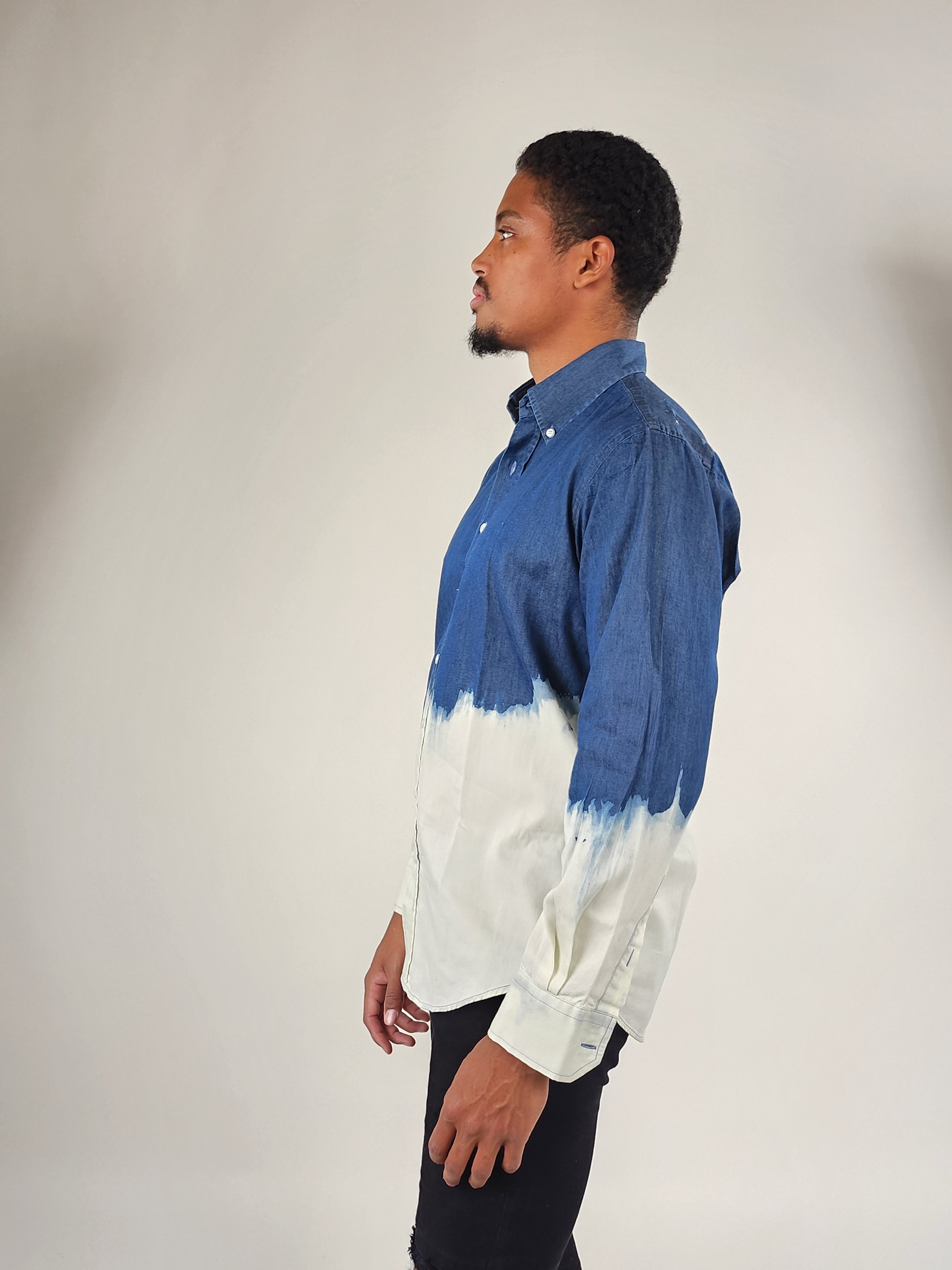 Wholesale,Brisk, Brisk Dark Wash Dip Denim Shirt, Blue, Small-40-Tag14Medium-44-Tag15Large-46-Tag16Extra Large-50-Tag17Extra Extra Large-52-Tag18