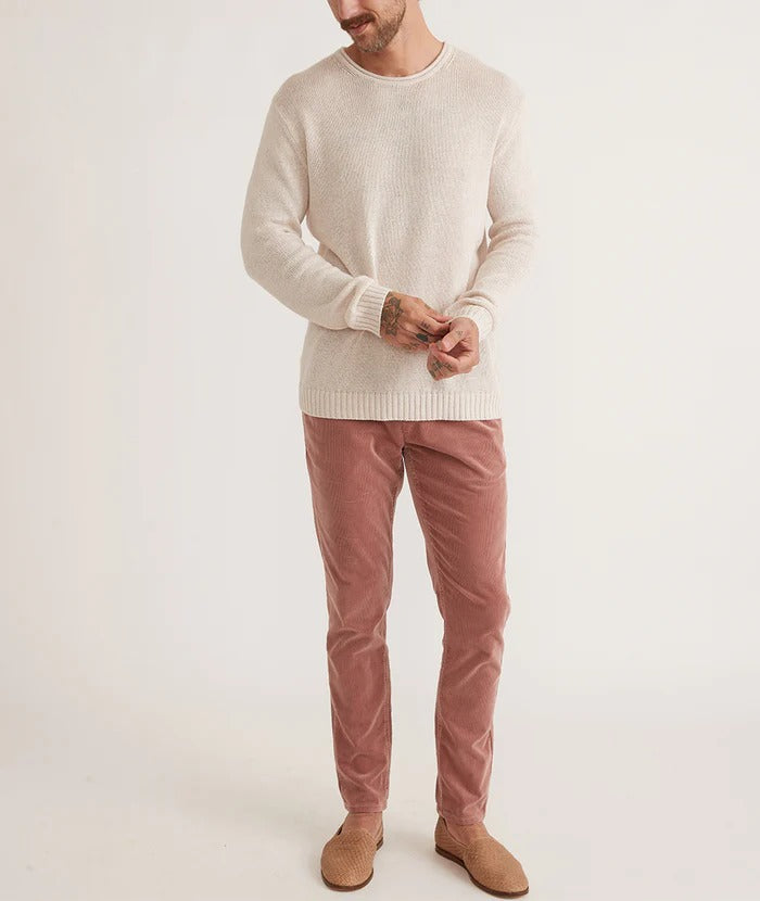 Marine Layer Oatmeal Sterling Cotton/Linen Roll Neck Sweater