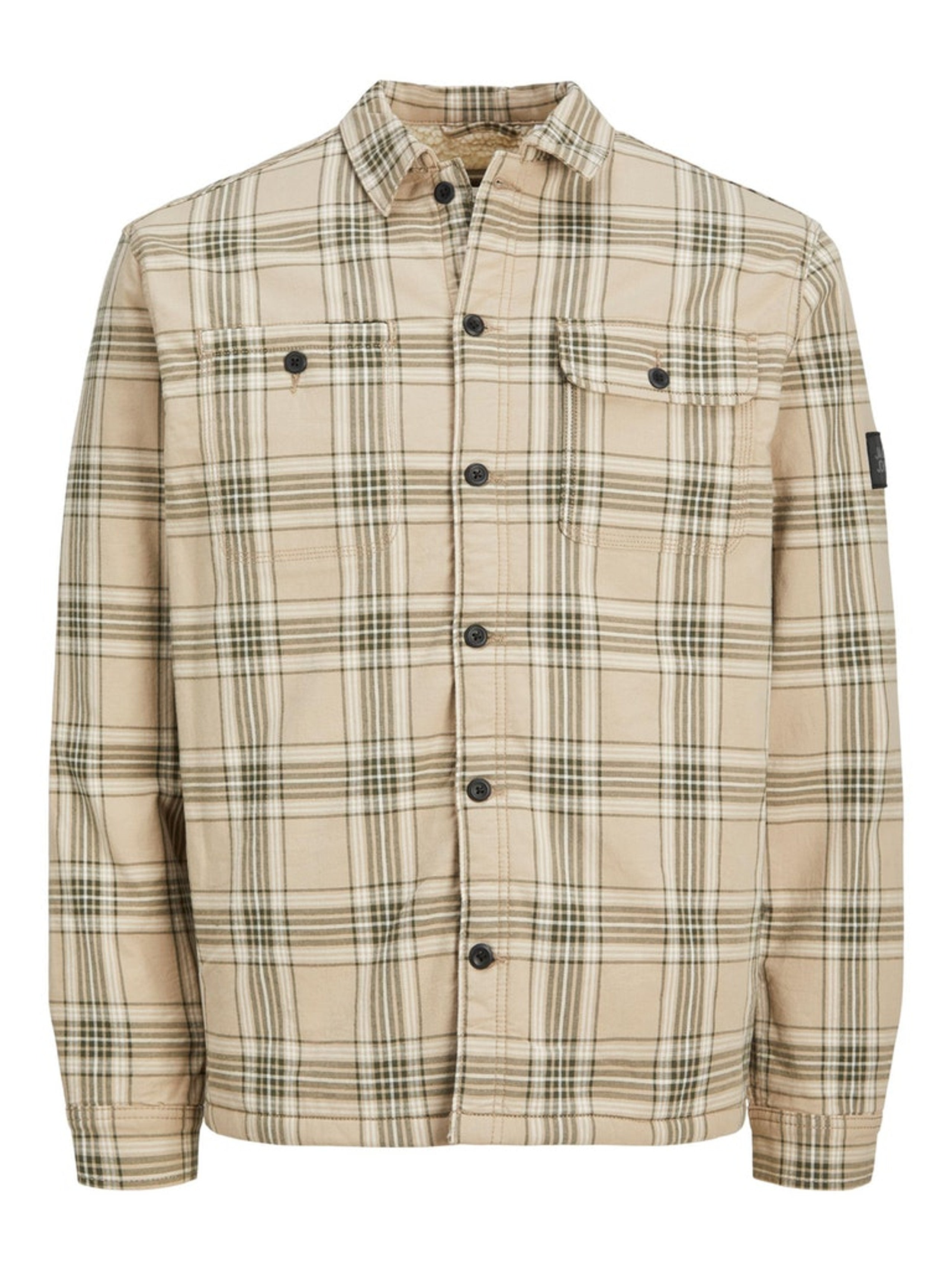Wholesale,Jack & Jones, Jack & Jones Tan/Olive Plaid Sherpa Shacket, Tan, Extra Large-50-TagXL