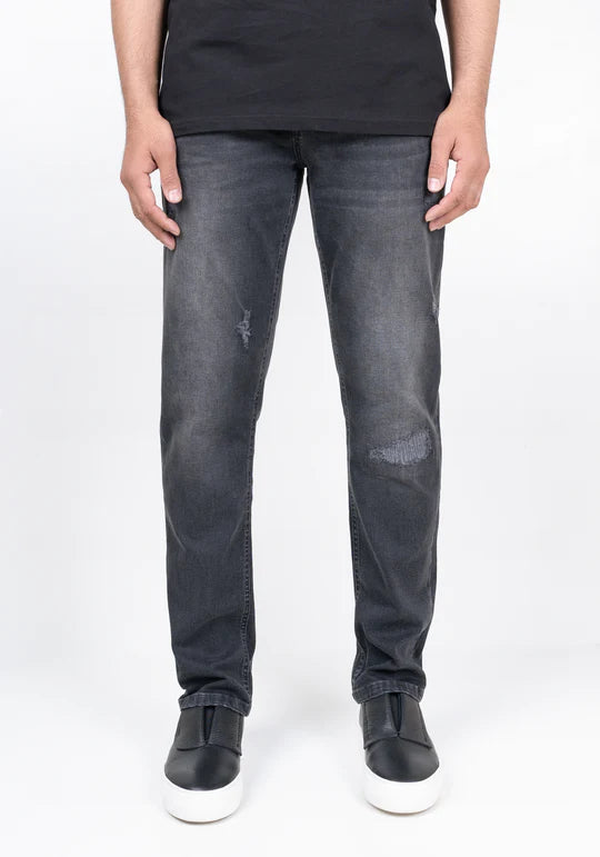 Wholesale,Brisk, Brisk Charcoal Grey Ripped Slim Fit Stretch Jeans, Grey, 40W-34L-Tag38